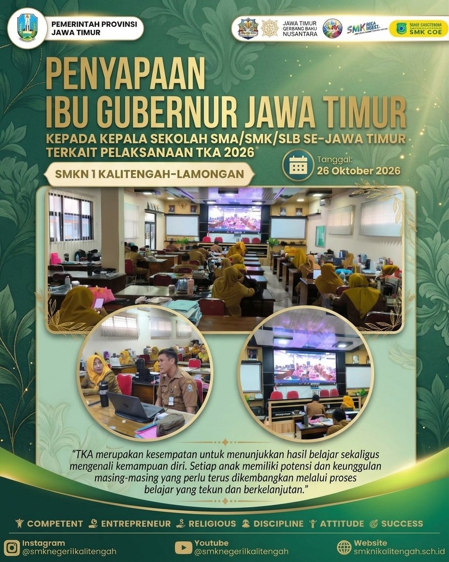 SMKN 1 Kalitengah Ikuti Kegiatan Penyapaan Ibu Gubernur Jawa Timur Terkait Pelaksanaan TKA 2026