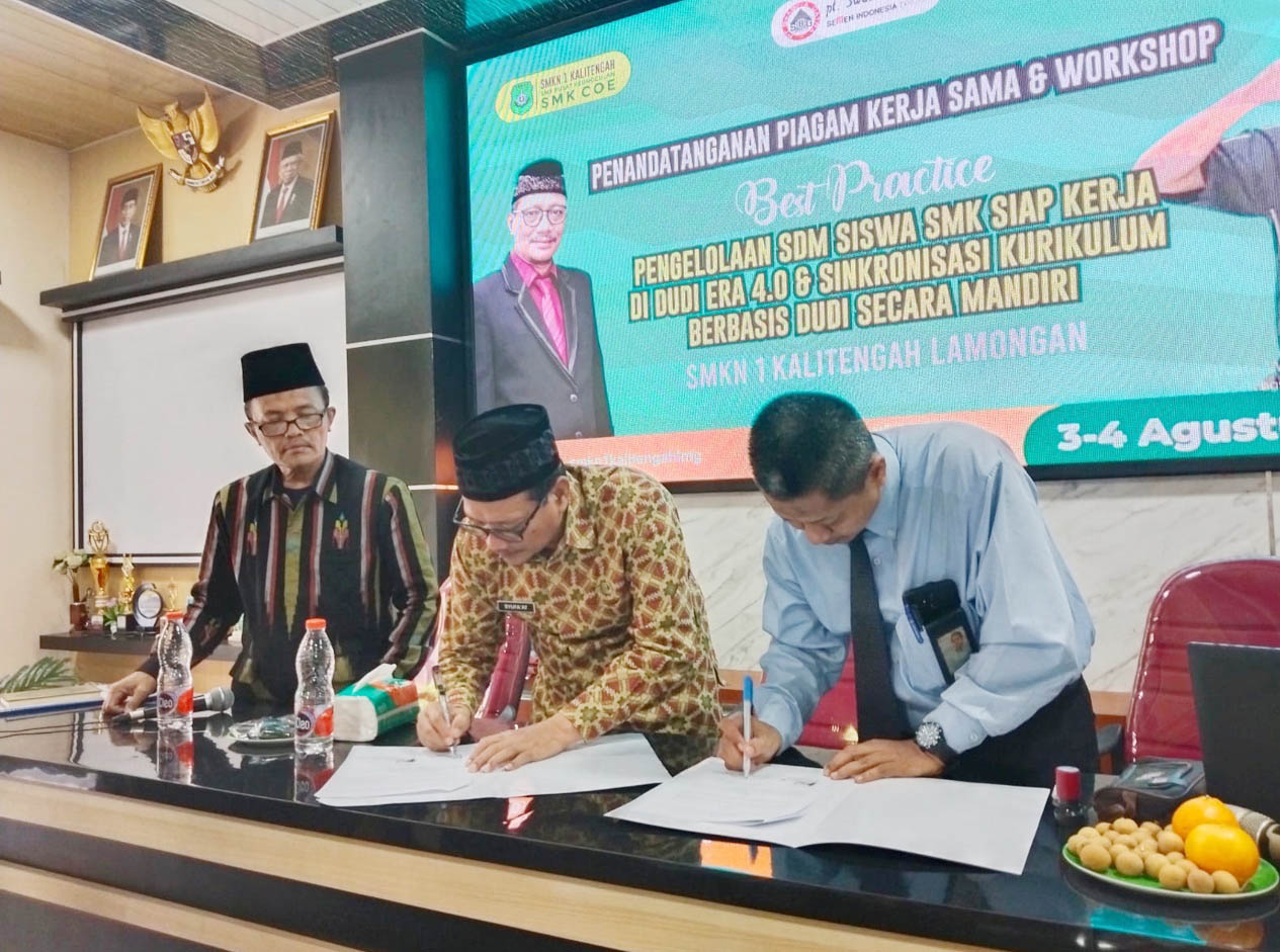 Penandatanganan Perjanjian Kerjasama & Workshop Best Practice Pengelolaan SDM Siswa SMK Siap Kerja Di DUDI Era 4.0 & Singkronisasi Kurikulum Berbasis DUDI Secara Mandiri SMK N 1 Kalitengah