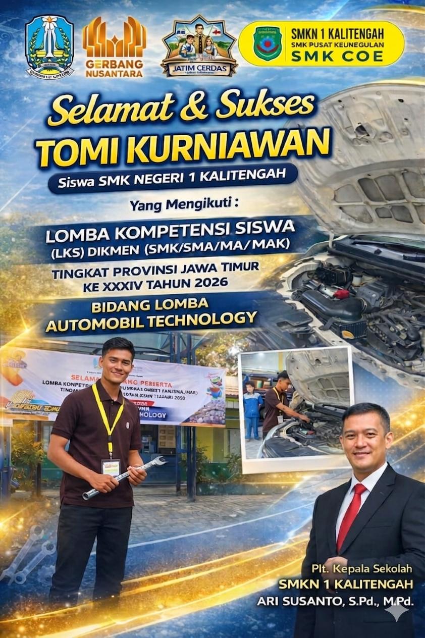 Selamat & Sukses TOMI KURNIAWAN Siswa AMKN 1 KALITENGAH