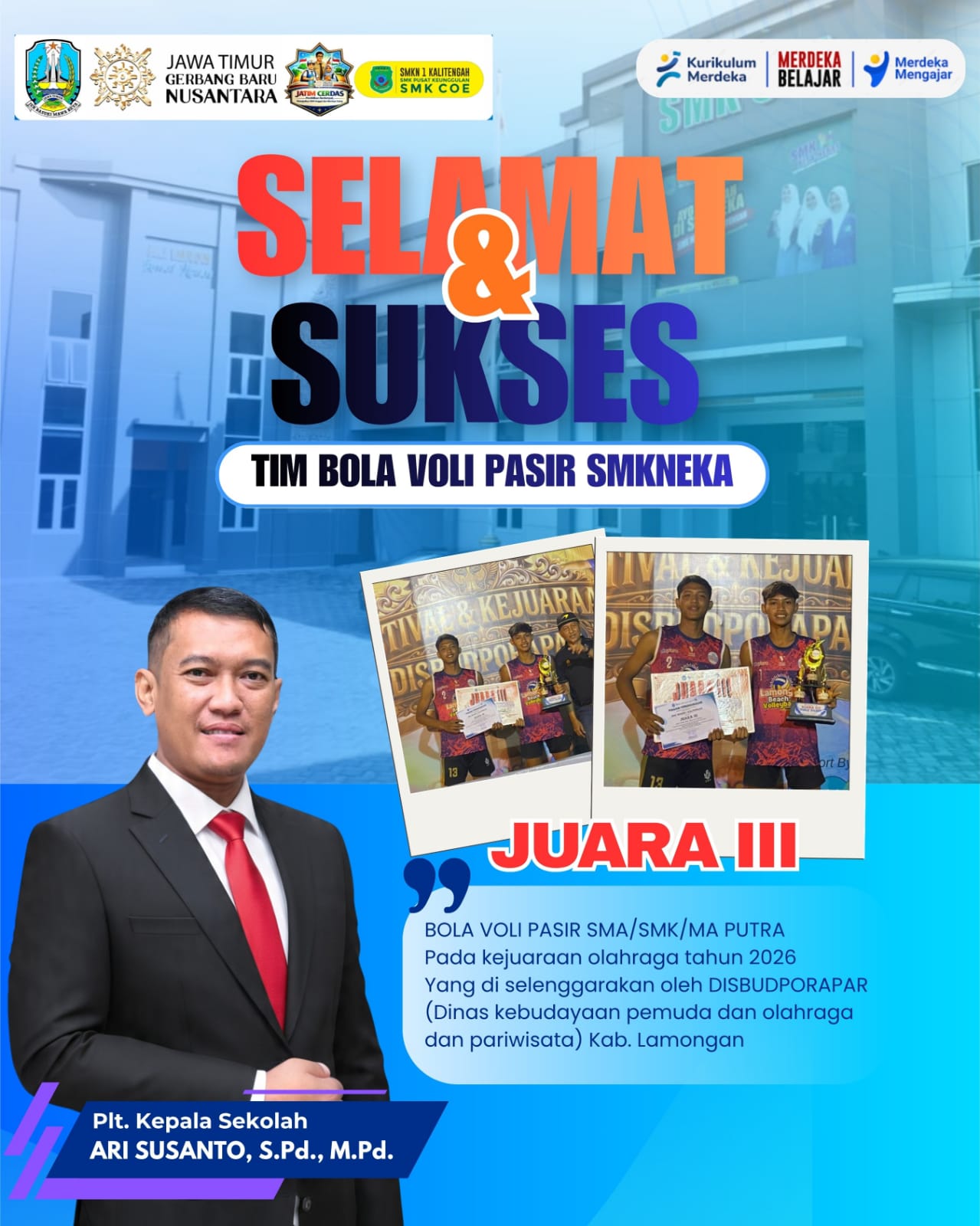 SELAMAT & SUKSES TIM BOLA VOLI PASIR SMKNEKA