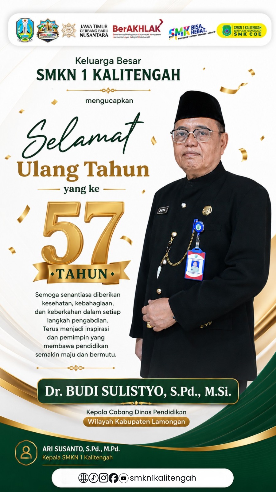 Selamat Ulang Tahun ke-57 Dr. Budi Sulistyo, S.Pd., M.Si.