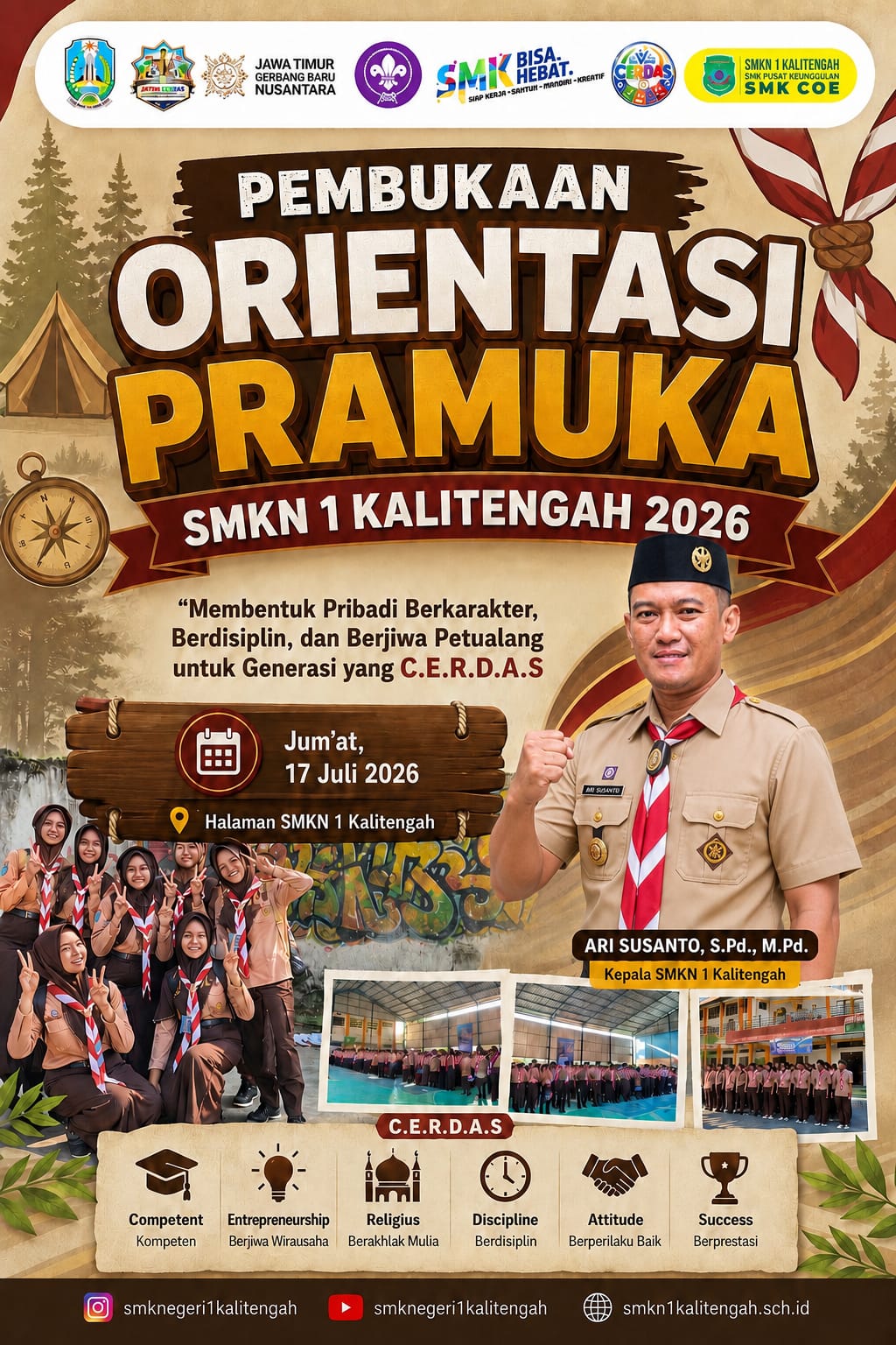 Pembukaan Orientasi Pramuka SMKN 1 Kalitengah Tahun 2026: Mewujudkan Generasi C.E.R.D.A.S yang Berkarakter dan Berprestasi