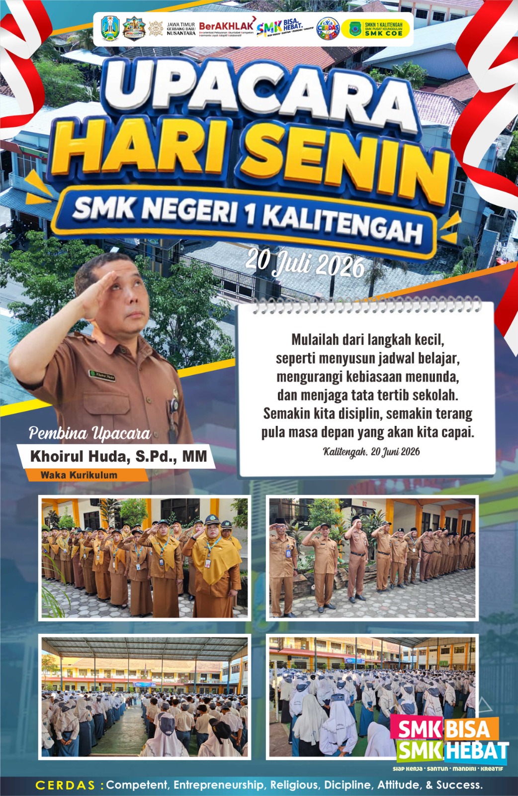 Upacara Hari Senin SMK Negeri 1 Kalitengah: Menumbuhkan Disiplin untuk Masa Depan yang Gemilang