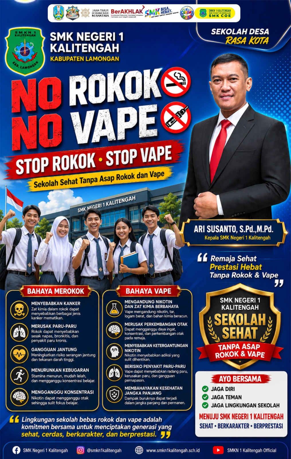 Komitmen SMK Negeri 1 Kalitengah Mewujudkan Sekolah Sehat Tanpa Asap Rokok dan Vape
