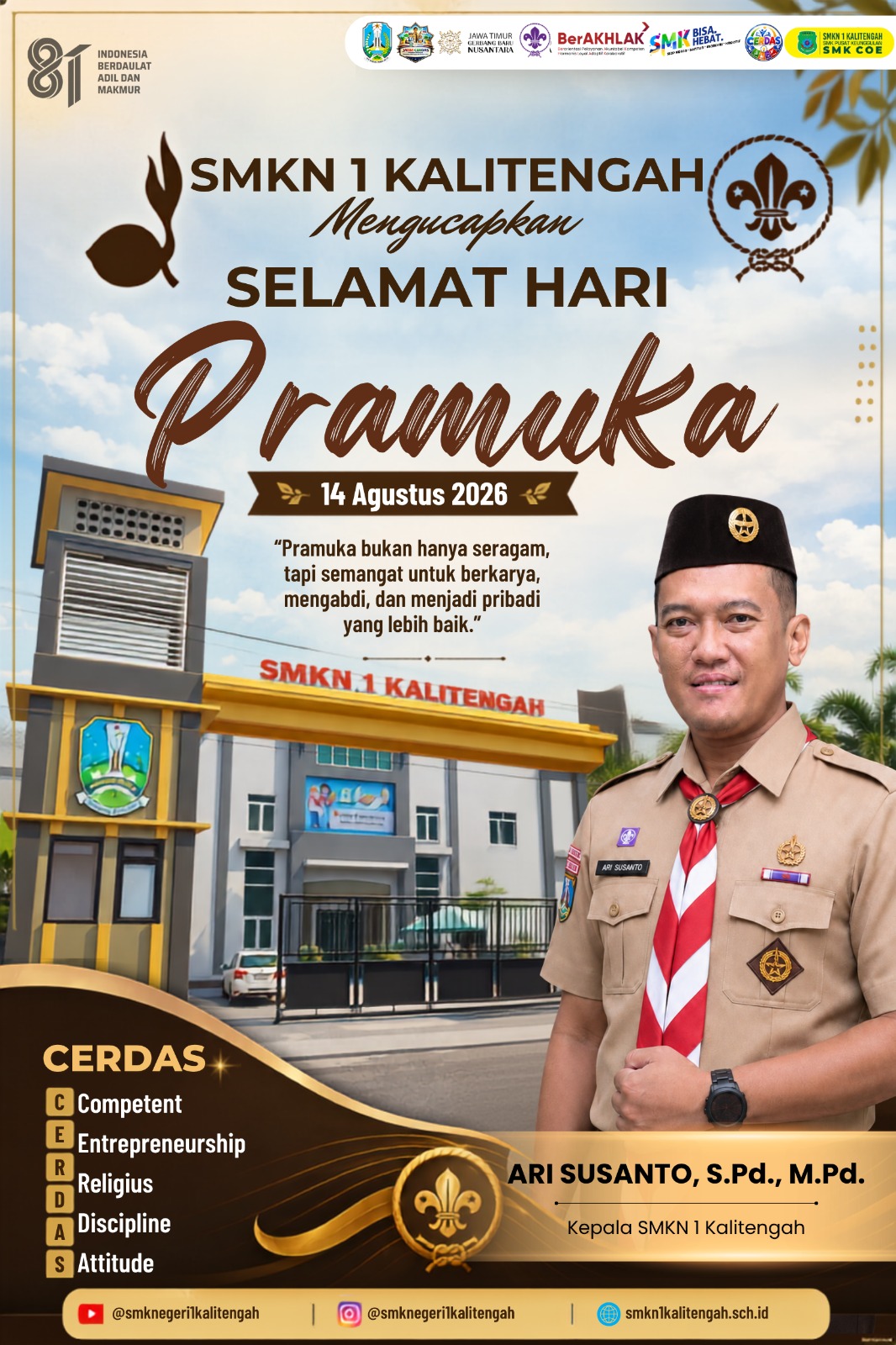 SMKN 1 Kalitengah Mengucapkan Selamat Hari Pramuka 14 Agustus 2026