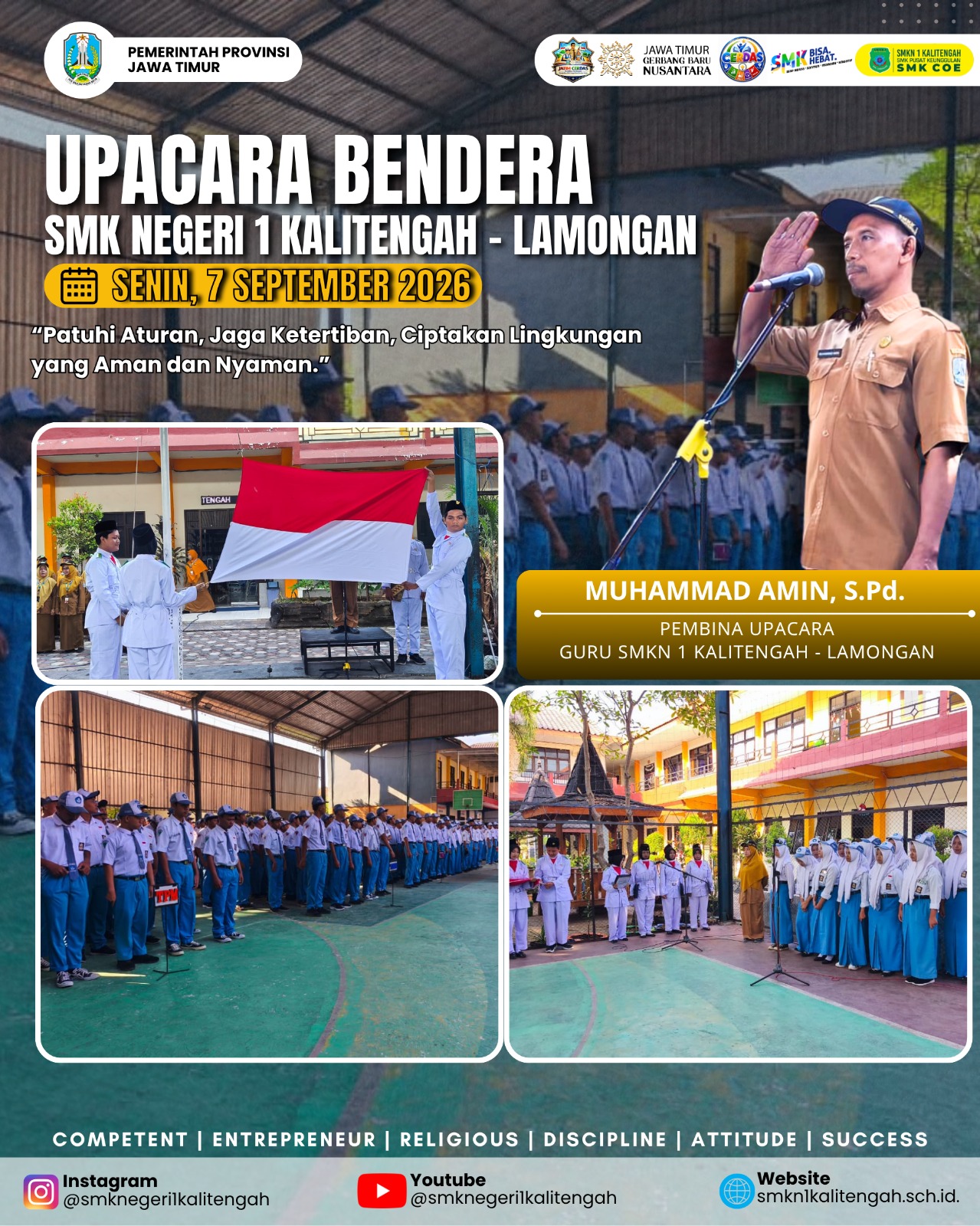 SMKN 1 Kalitengah Mengawali Minggu dengan Semangat Disiplin dalam Upacara Bendera Senin, 7 September 2026