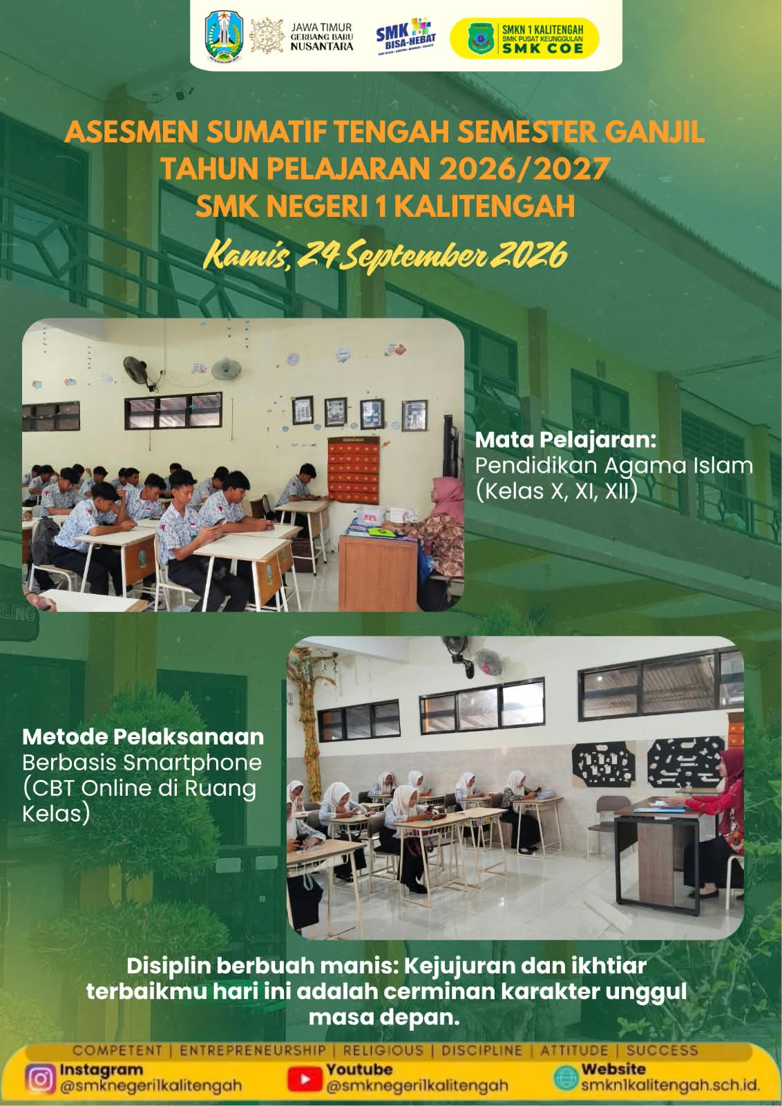 Pelaksanaan Asesmen Sumatif Tengah Semester Ganjil TP 2026/2027 Berbasis Smartphone di SMKN 1 Kalitengah