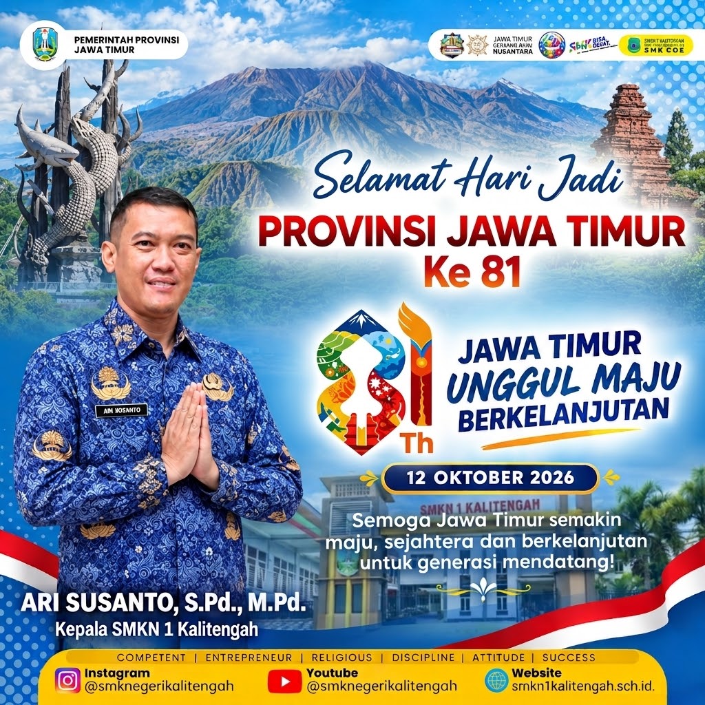 SMKN 1 Kalitengah Ucapkan Selamat Hari Jadi Ke-81 Provinsi Jawa Timur