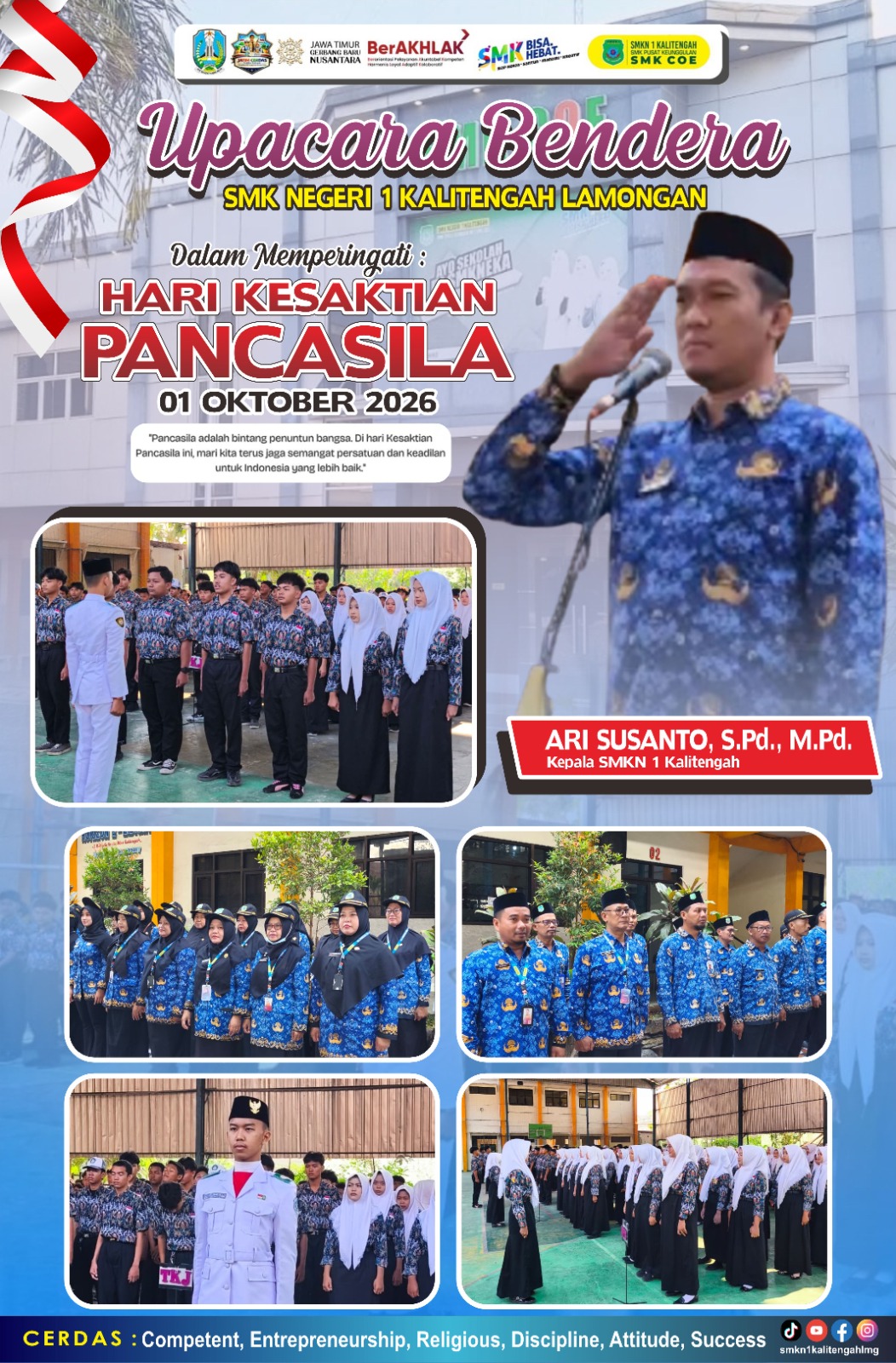 Khidmat dan Penuh Semangat, SMKN 1 Kalitengah Gelar Upacara Peringatan Hari Kesaktian Pancasila