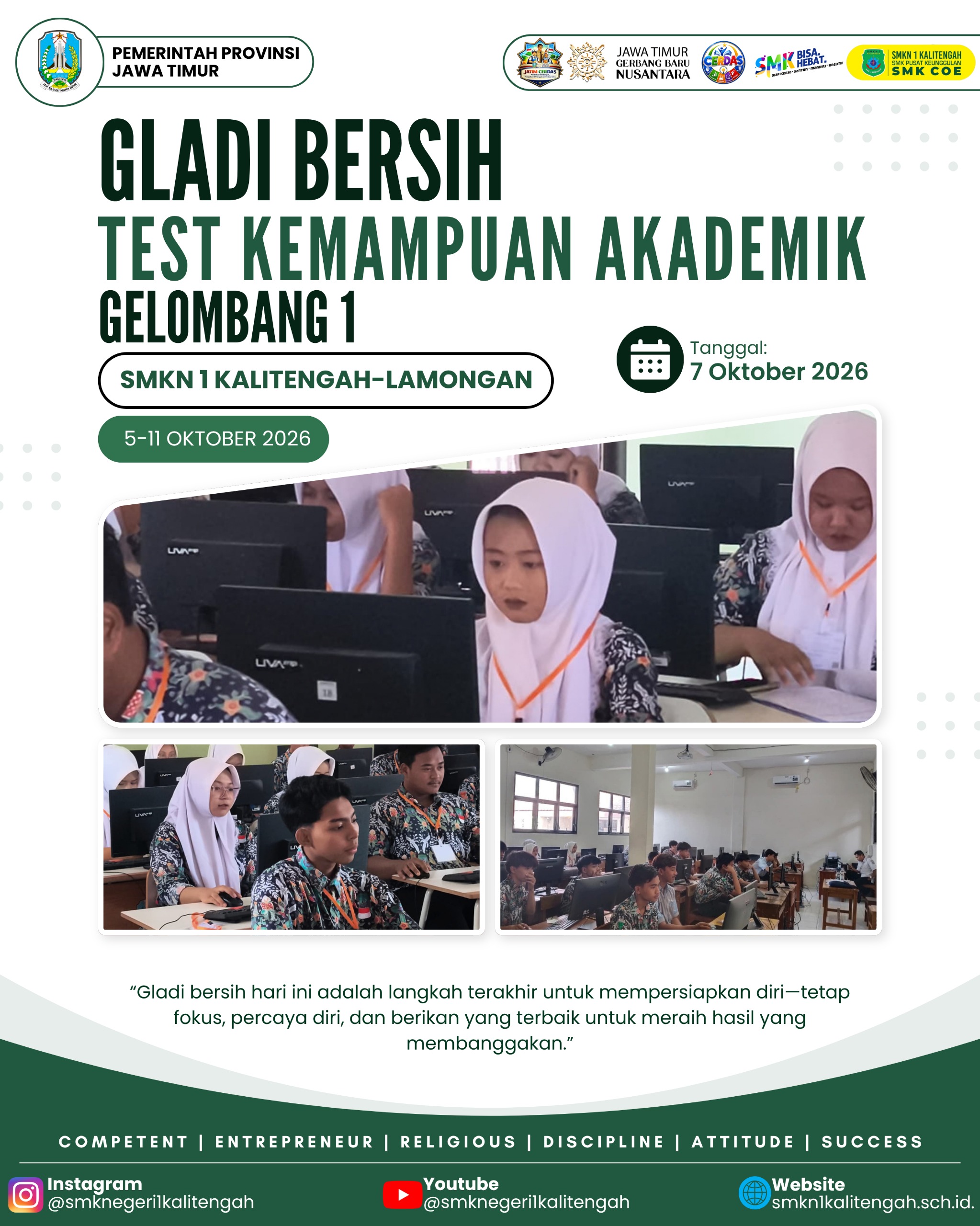 SMKN 1 Kalitengah Gelar Gladi Bersih Test Kemampuan Akademik Gelombang 1