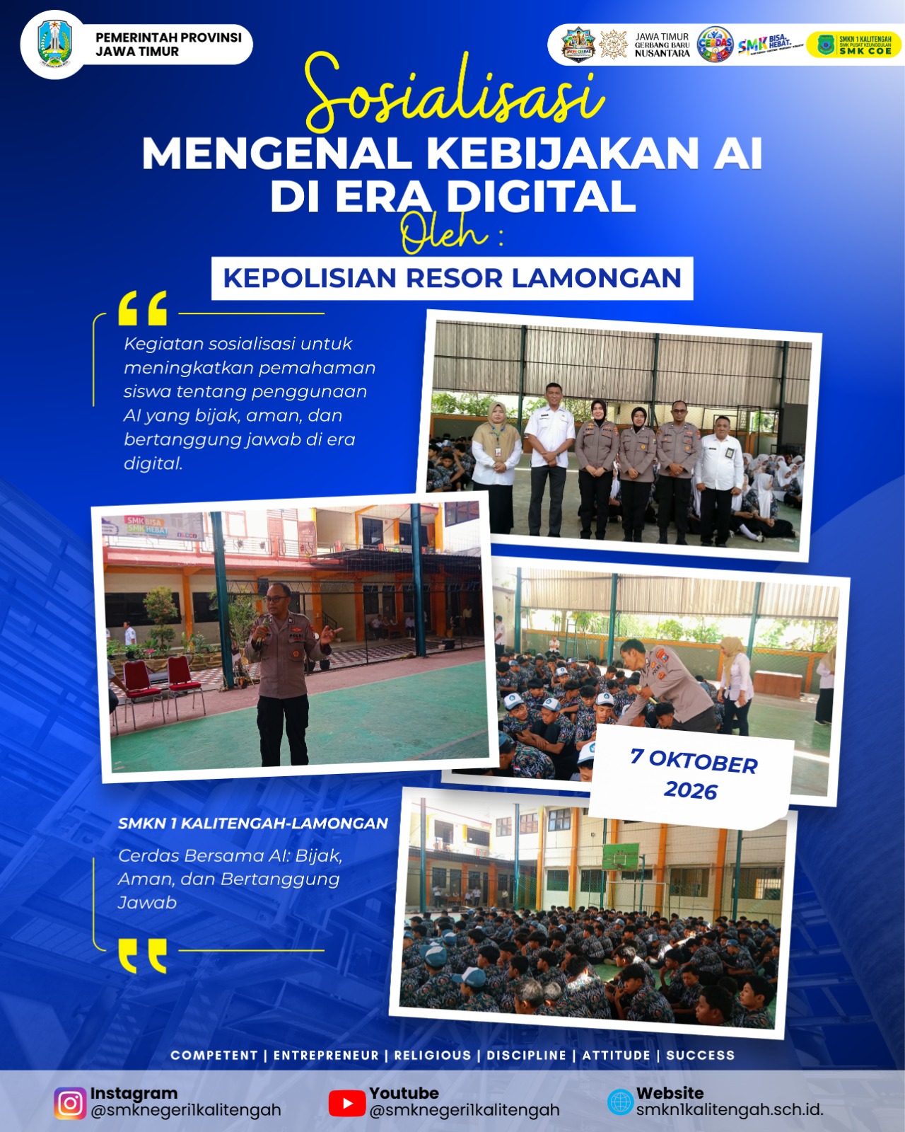 Edukasi Generasi Digital, SMKN 1 Kalitengah dan Polres Lamongan Gelar Sosialisasi Kebijakan AI